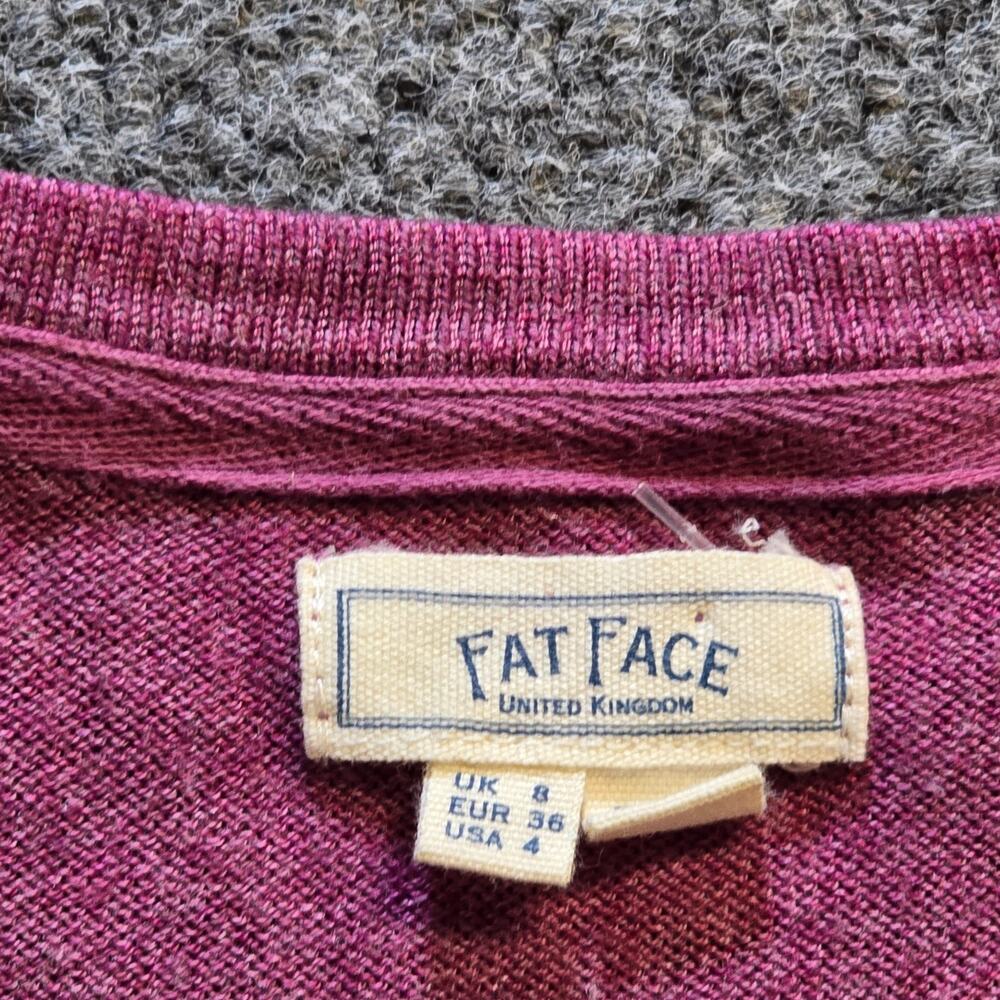 Fat Face Sweater Women Size 4 Pink Purple Wool Blend Long Sleeve Capsule Casual - Picture 4 of 9